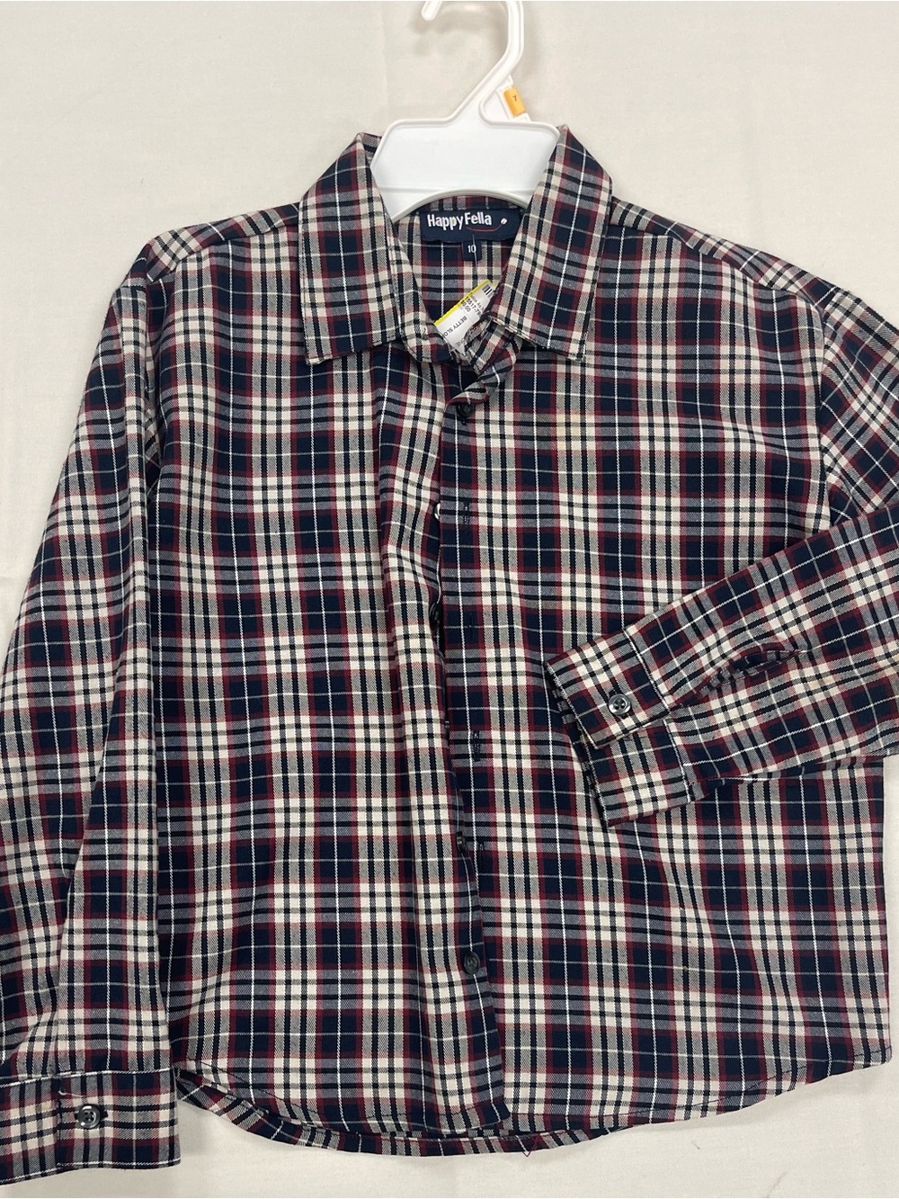 Happy Fella Boys' Navy and Red Plaid Button-Down Shirt